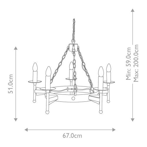 Żyrandol Cromwell - 5 źródeł światła - Postarzany brąz