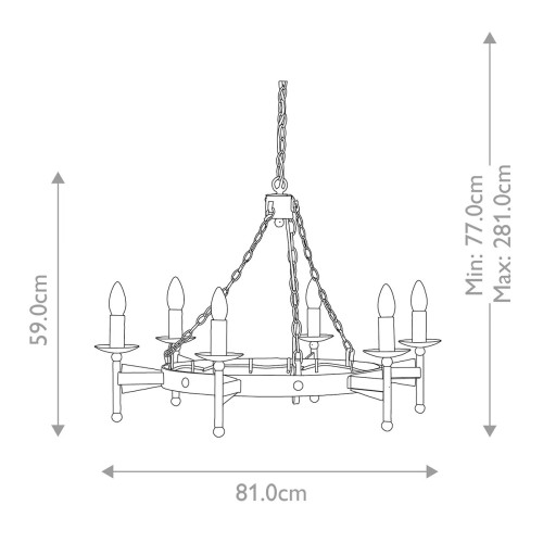 Żyrandol Cromwell - 6 źródeł światła - Postarzany brąz