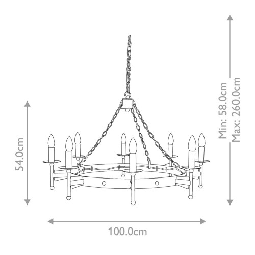 Żyrandol Cromwell - 8 źródeł światła - Postarzany brąz