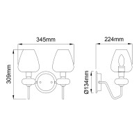 Kinkiet Armand - 2 źródła światła - Postarzany mosiądz, czarny
