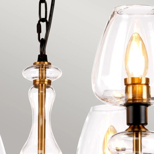 Żyrandol Armand - 8 źródeł światła - Postarzany mosiądz, czarny