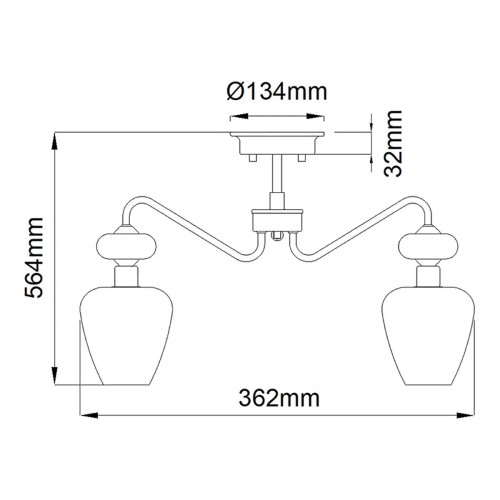 Półplafon Armand - 3 źródła światła - Postarzany mosiądz, czarny