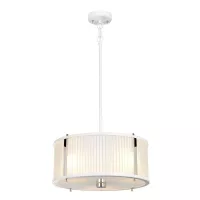 Lampa wisząca Corona - 3 źródła światła - Satynowa biel, polerowany nikiel