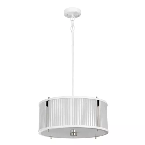Lampa wisząca Corona - 3 źródła światła - Satynowa biel, polerowany nikiel