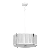 Lampa wisząca Corona - 3 źródła światła - Satynowa biel, polerowany nikiel