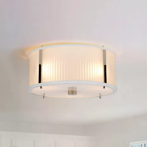 Lampa wisząca Corona - 3 źródła światła - Satynowa biel, polerowany nikiel
