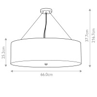 Lampa wisząca 66 cm Pearce - 5 źródeł światła - Postarzany mosiądz