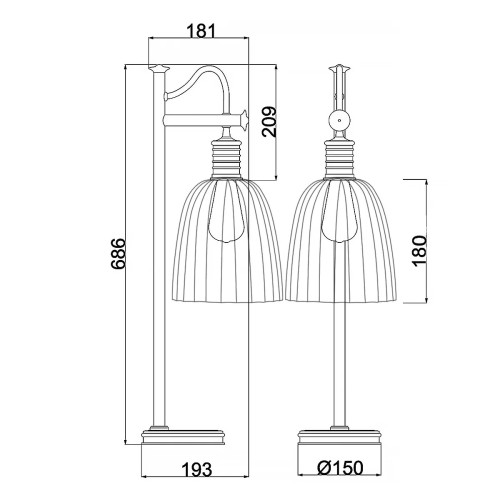Lampa stołowa Douille - 1 źródło światła - Postarzany mosiądz