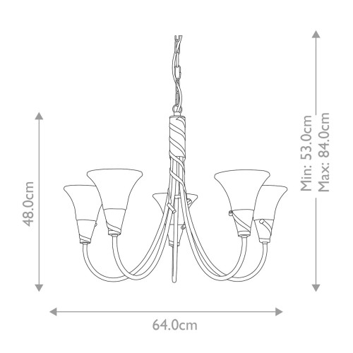 Żyrandol Emily - 5 źródeł światła - Miedziana patyna