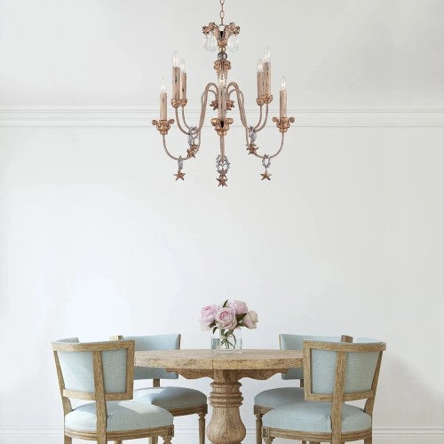 Żyrandol Mignon - 8 źródeł światła - Złoty, srebrny