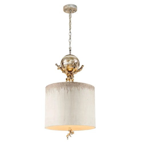 Lampa wisząca Trellis - 1 źródło światła - Beżowa patyna, srebrny