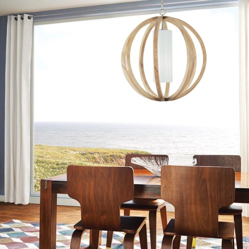 Duża lampa wisząca Allier - 1 źródło światła - Drewno