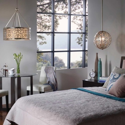 Lampa wisząca Arabesque - 4 źródła światła - Srebrna patyna