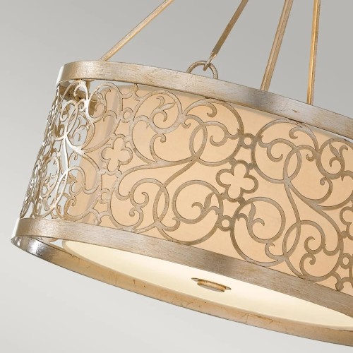 Lampa wisząca Arabesque - 4 źródła światła - Srebrna patyna
