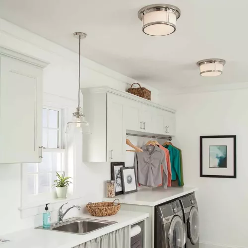Lampa wisząca Baskin - 1 źródło światła - Polerowany nikiel - Wersja A