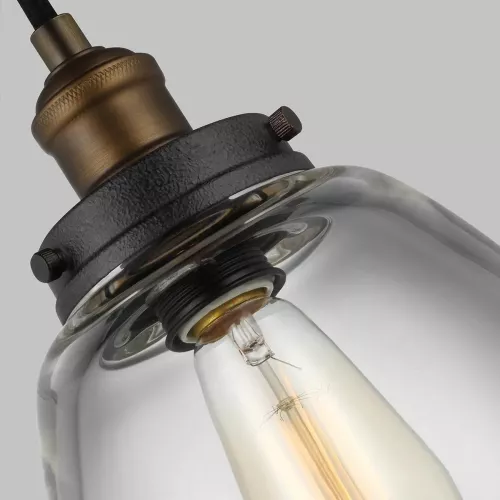 Lampa wisząca Baskin - 1 źródło światła - Postarzany mosiądz, ciemny postarzany cynk - Wersja B