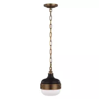 Mała lampa wisząca Cadence - 1 źródło światła - Ciemny antyczny mosiądz, matowa czerń