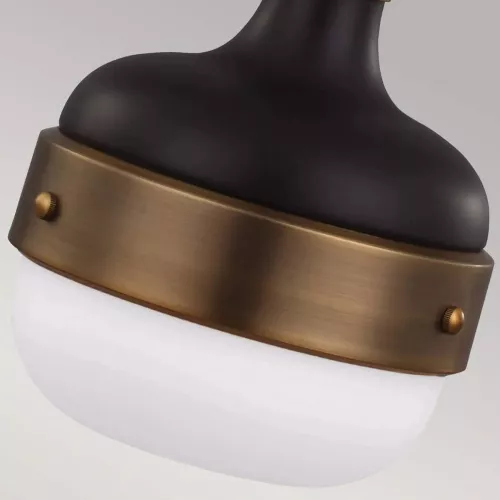 Mała lampa wisząca Cadence - 1 źródło światła - Ciemny antyczny mosiądz, matowa czerń