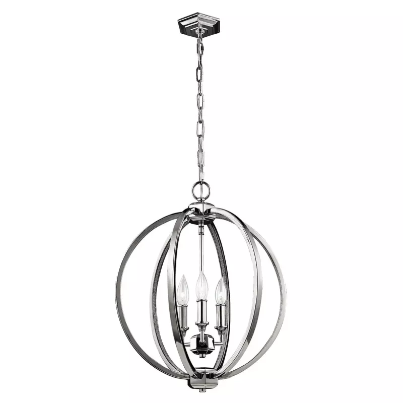 Średnia lampa wisząca Corinne - 3 źródła światła - Polerowany nikiel