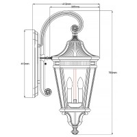 Duża latarnia naścienna Cotswold Lane - 3 źródła światła - Czarny