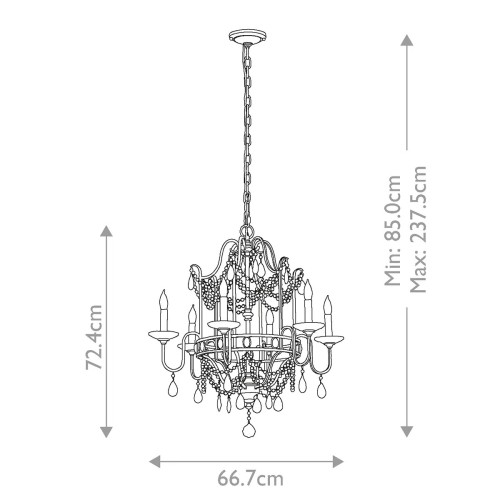 Żyrandol Gianna - 6 źródeł światła - Srebrny