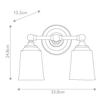 Kinkiet Huguenot Lake - 2 źródła światła - Polerowany chrom