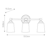 Kinkiet Huguenot Lake - 3 źródła światła - Polerowany chrom