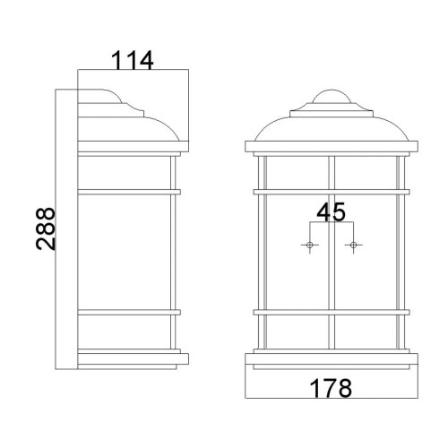 Latarnia naścienna Lighthouse - 1 źródło światła - Teksturowana czerń
