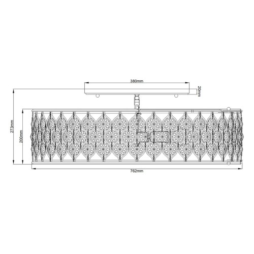 Plafon Lucia - 6 źródeł światła - Oksydowane srebro
