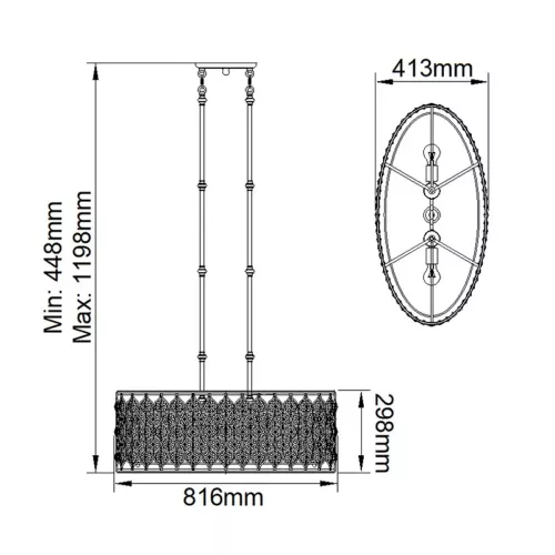 Lampa wisząca Lucia - 3 źródła światła - Oksydowane srebro - Wersja A