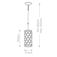 Mała lampa wisząca Lucia - 1 źródło światła - Oksydowane srebro