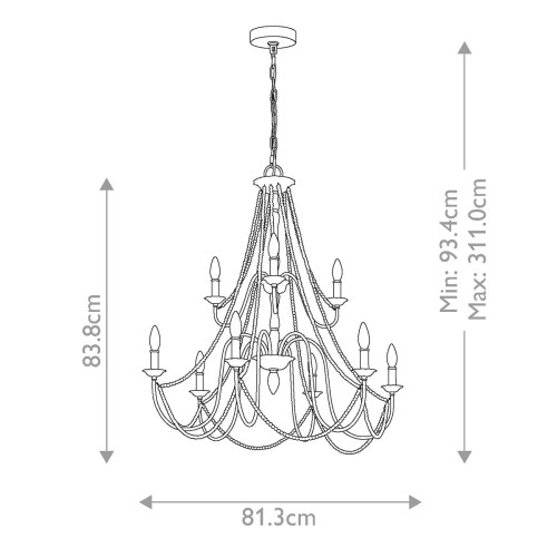 Żyrandol Maryville - 9 źródeł światła - Przecierany szary