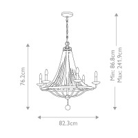 Żyrandol Nori - 6 źródeł światła - Ciemny postarzany cynk, drewno
