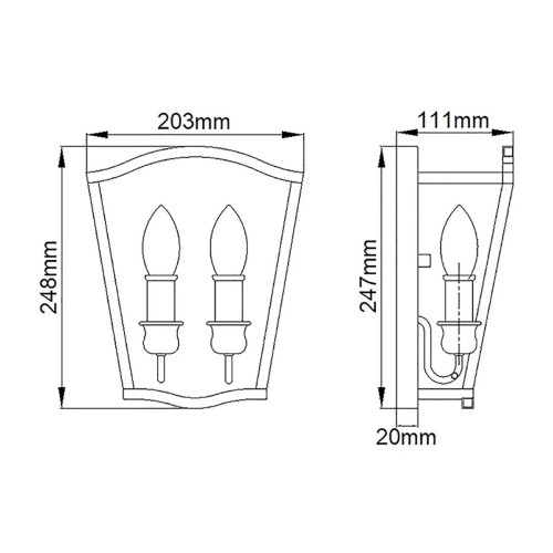 Kinkiet Yarmouth - 2 źródła światła - Postarzany mosiądz