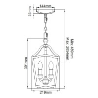 Lampa wisząca Yarmouth - 3 źródła światła - Postarzany mosiądz