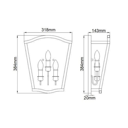 Kinkiet Yarmouth - 3 źródła światła - Postarzany mosiądz