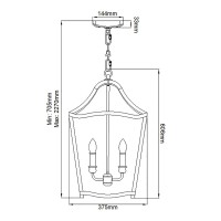 Lampa wisząca Yarmouth - 4 źródła światła - Postarzany mosiądz